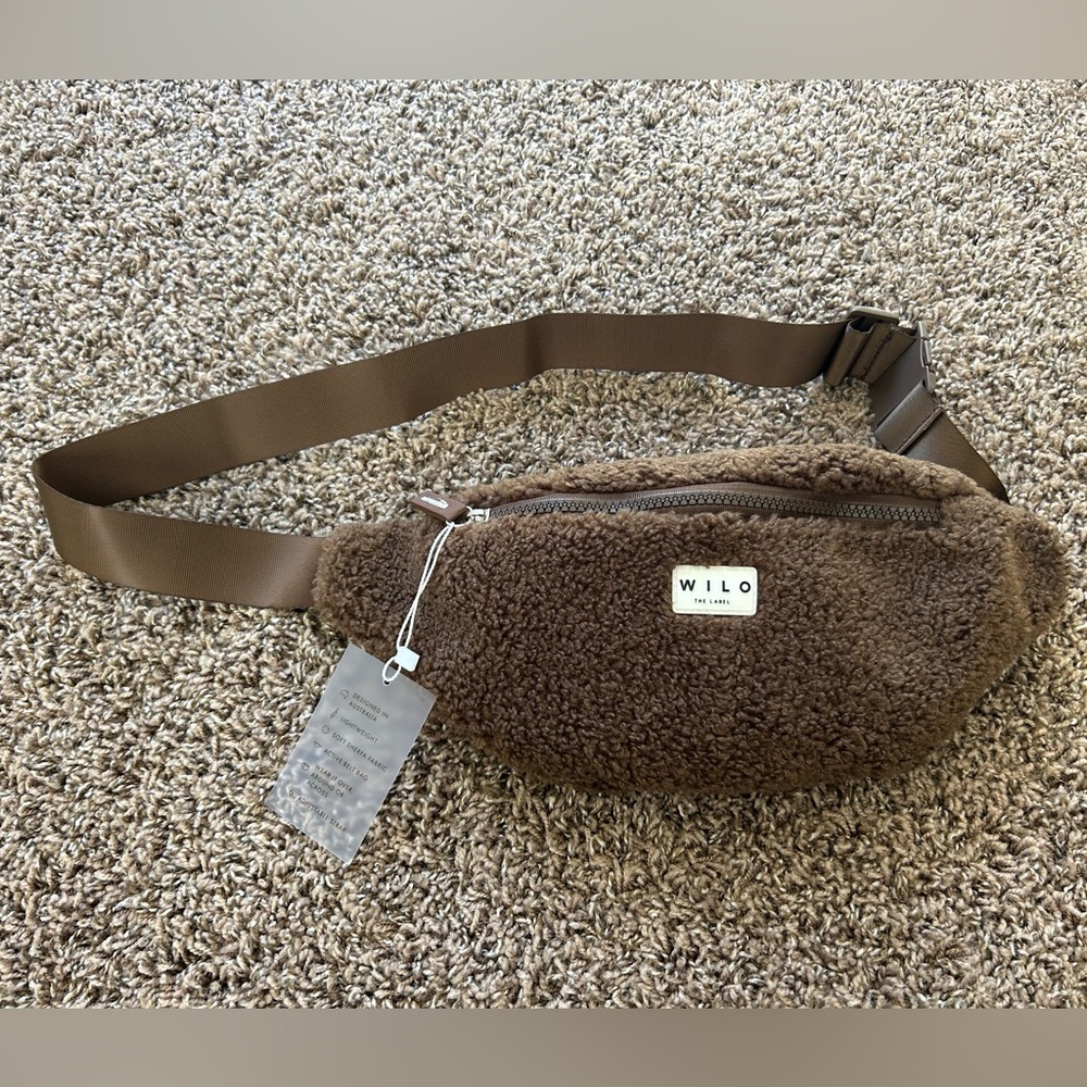 NWT Wilo The Label Brown Teddy Fleece Sherpa Belt Bag Fanny Pack